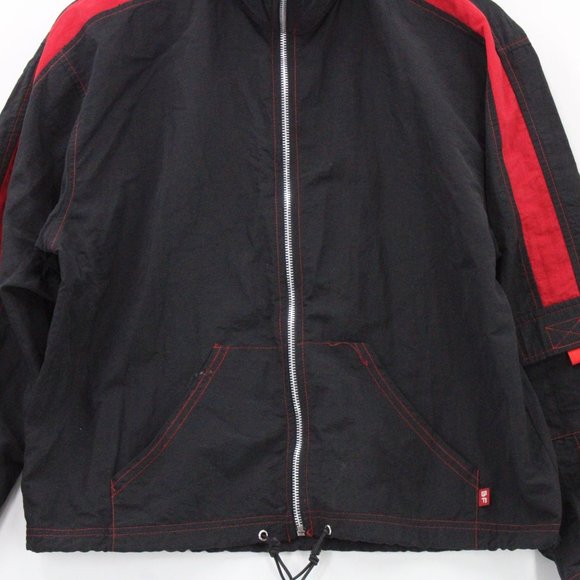 Vintage Big Flirt Windbreaker Jacket Women Black & Red Full Zip Retro Size M 90s - Picture 4 of 9
